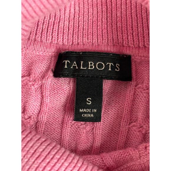 Talbots Pink Cableknit 100% cotton women's turtleneck Size S - Picture 6 of 8